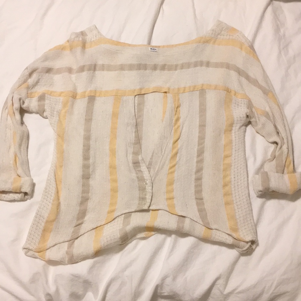 RVCA • striped • open back • linen shirt